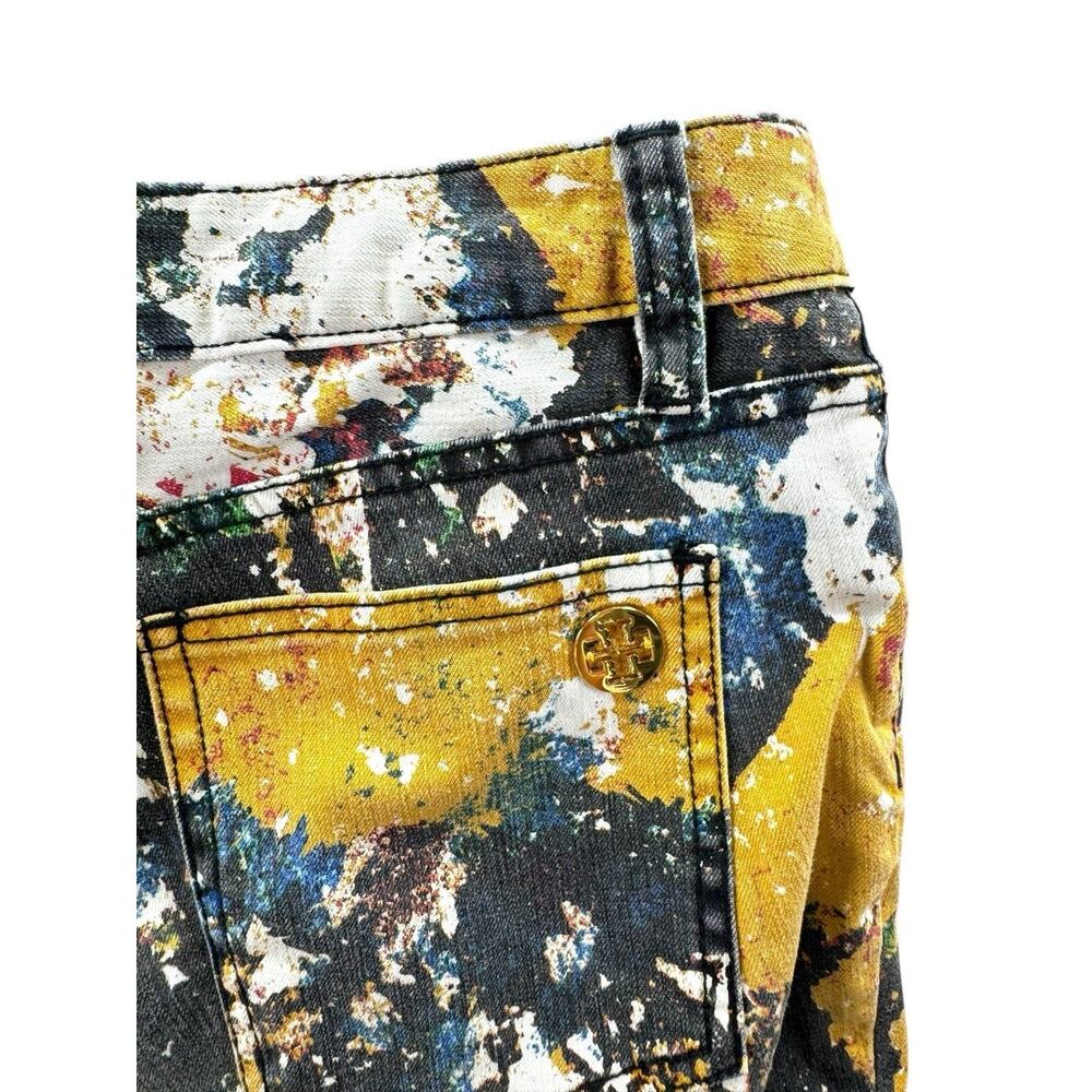 Tory Burch Abstract Paint-Splatter Skinny Jeans in Yellow, Blue & Black - Picture 8 of 11